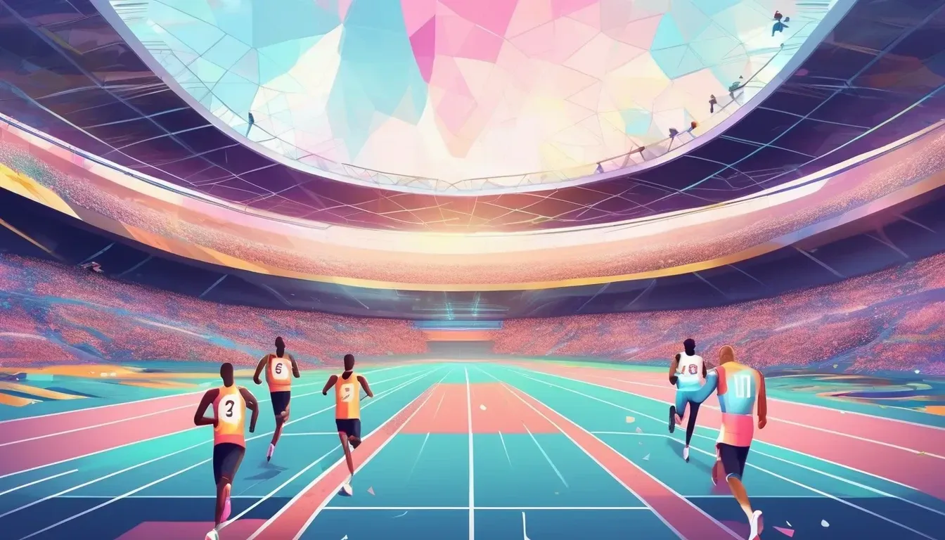 Ilustrace: běžci na atletické dráze stadionu