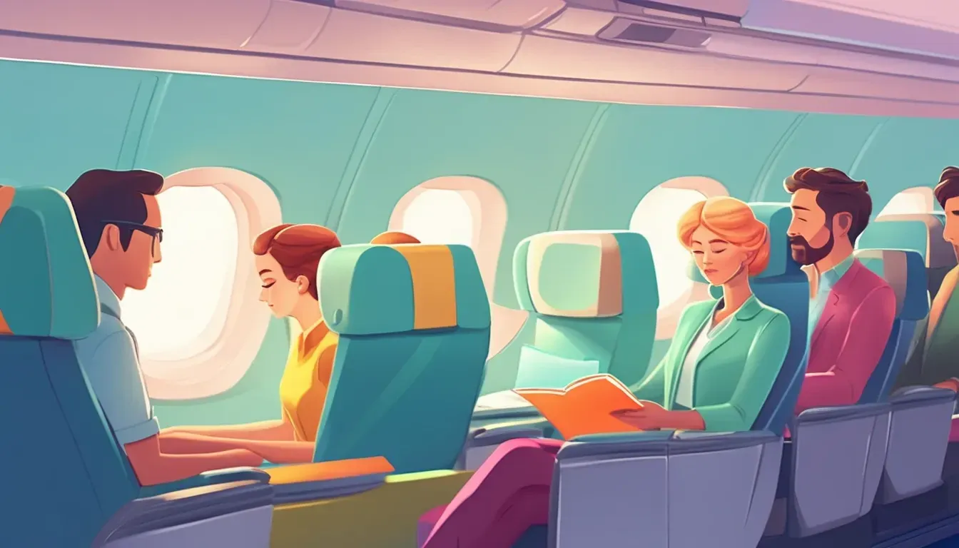 Ilustrace: cestující v kabině letadla